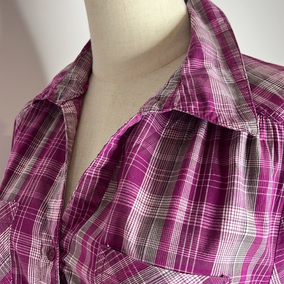 Impulse purple grey checked shirt dress - Picture 3 of 9